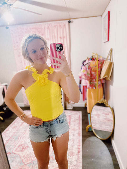 Belle Ruffle 3D Rose Top